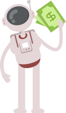 Astronot Karakteri Dolarlık Banknotlar Tutuyor