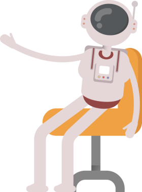 Ofis Sandalyesinde Oturan Astronot Karakteri