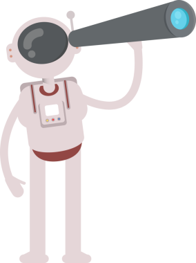 Dürbün kullanan Astronot Karakteri