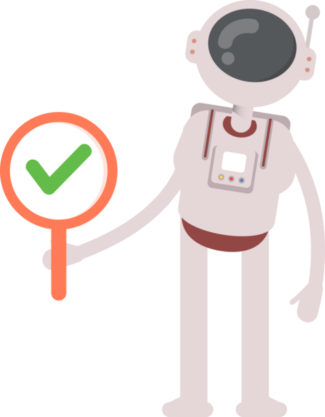 Astronot Karakteri Denetim İşaretini Gösteriyor