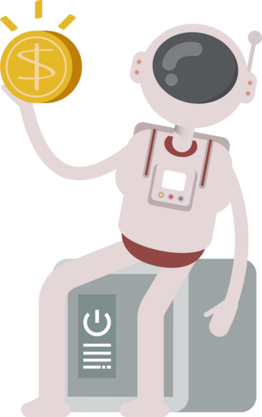 Güvenli ve Doları Tutan Astronot Karakteri
