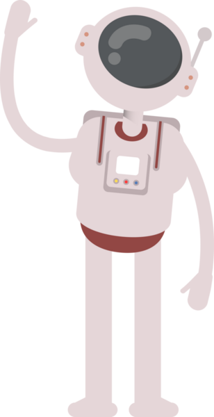 Astronot Karakteri Tek Elini Kaldırıyor