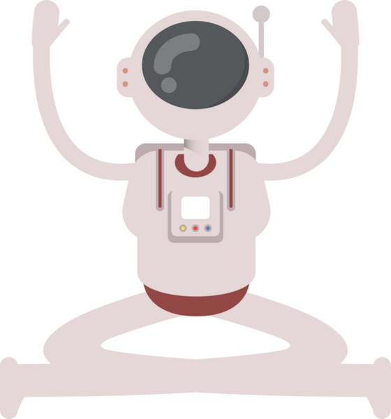 Astronot Oturan Çizim Karakteri