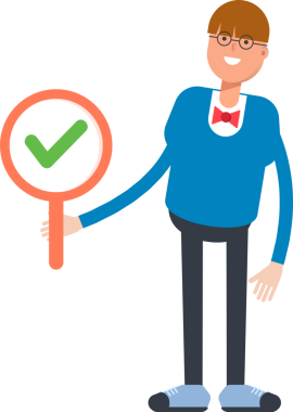 Bowtie Suit Karakterli Çocuk Deneme İşareti Gösteriyor