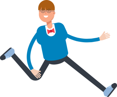 Bowtie Suit Karakteri Koşan Çocuk Çizimi