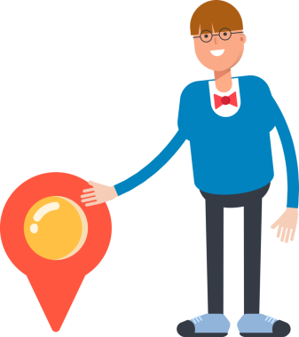 Bowtie Suit Karakteri ve Konum İğnesi olan Çocuk