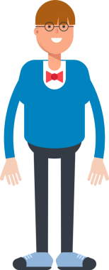 Bowtie Suit Karakterli Çocuk Ayakta Duruyor