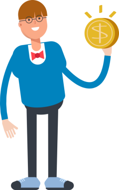 Bowtie Suit Karakterli Çocuk Doları Tutan Para