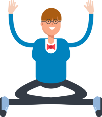 Bowtie Suit Karakterli Çocuk Oturma Çizimi