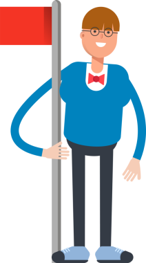 Bowtie Suit Karakterli Çocuk Bayrak Direği Tutuyor