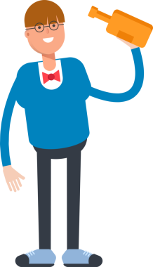 Bowtie Suit Karakterli Çocuk Bira İçiyor