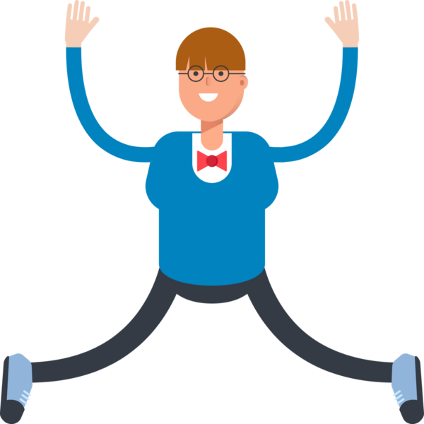 Bowtie Suit Karakterli Çocuk Rahatlıyor ve Sıçrıyor