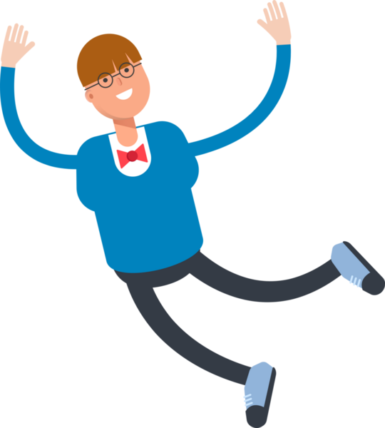 Bowtie Suit Karakteri olan Çocuk Rahatlıyor ve zıplıyor