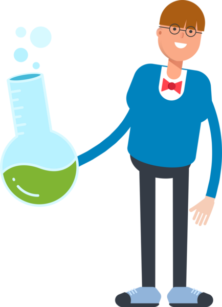 Bowtie Suit Karakteri Tutucu Laboratuar Şişesi olan çocuk.