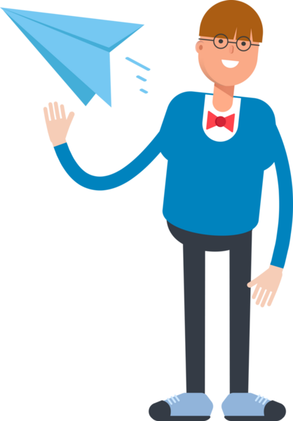 Papyon Takım Elbiseli Çocuk Kağıt Uçak Tutan Karakter