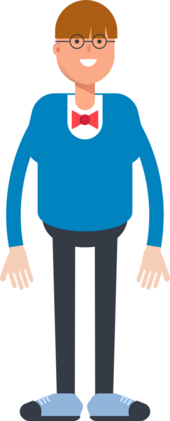 Bowtie Suit Karakterli Çocuk Ayakta Duruyor