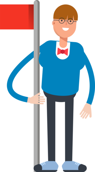 Bowtie Suit Karakterli Çocuk Bayrak Direği Tutuyor