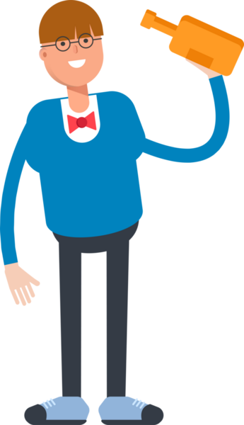 Bowtie Suit Karakterli Çocuk Bira İçiyor