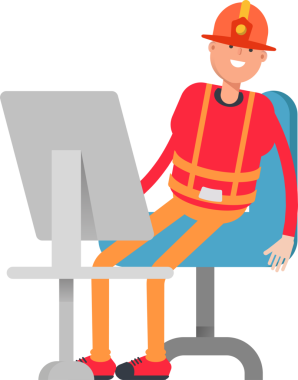 Masaüstünde Çalışan İtfaiyeci Karakteri