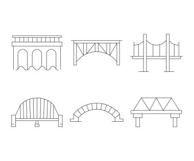 bridge icons set thin line illustration