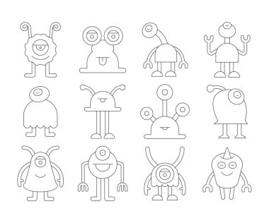 funny and cute monster icons set vector