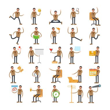 Farklı pozlardaki yaşlı adam karakterleri.