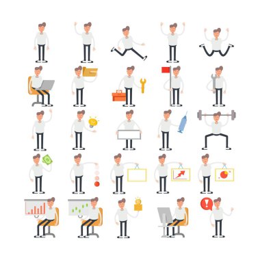 Farklı pozlardaki erkek karakterler.