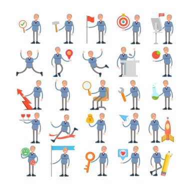 Farklı pozlardaki kadın karakter çizimi