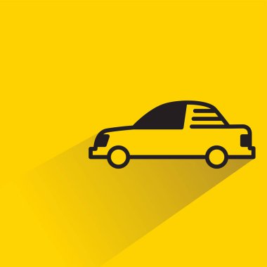 Sarı arkaplanda gölgesi olan araba simgesi