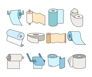 tuvalet kağıdı rulo simgeleri ayarlandı 