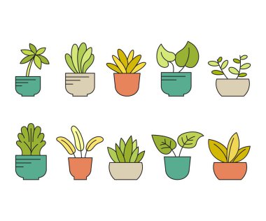 Ağaç ve ev, saksı ikonu.