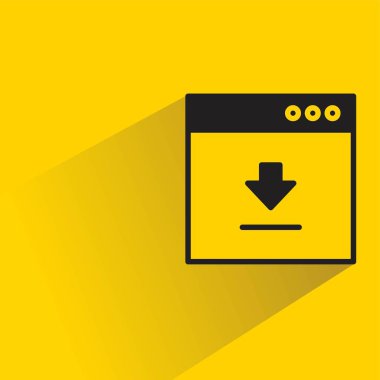 Tarayıcı ve sarı arkaplanda gölgesi olan simge indir