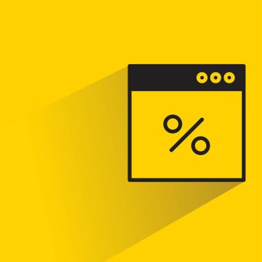 Sarı arkaplanda gölgesi olan tarayıcı ve yüzde simgesi