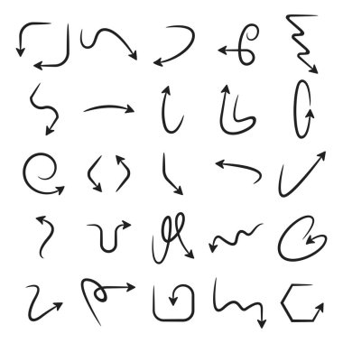 karalama ve el çizimi oklar vektör çizimi