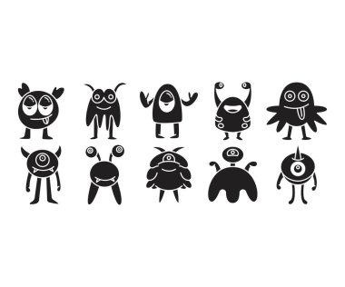 karalama canavarı karakter simgeleri ayarlandı