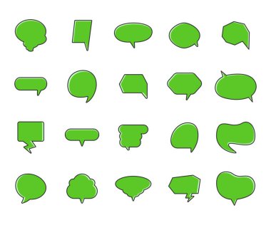 yeşil konuşma balonu vektör çizimi ayarlandı