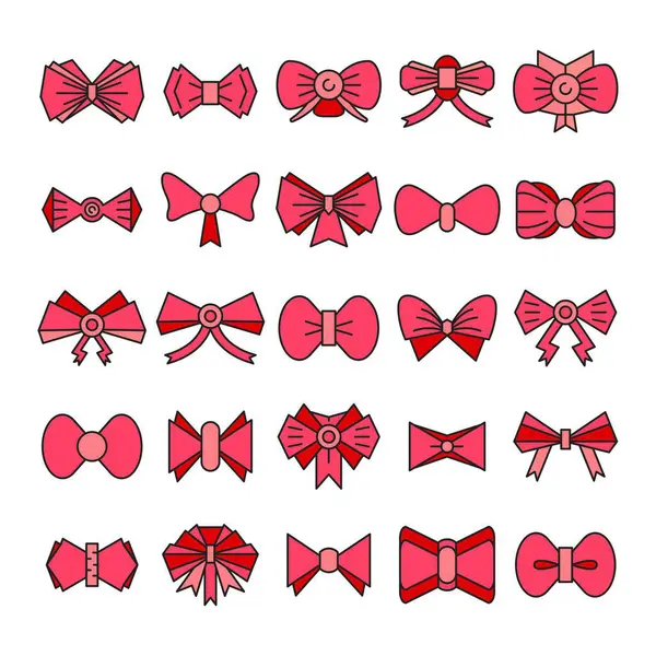 pembe dekoratif papyon simgeleri ayarlandı