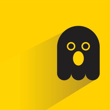 Sarı arka planda gölgesi olan hayret verici hayalet emojisi.
