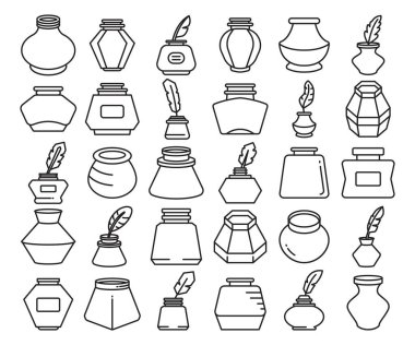 tüy simgeli mürekkep şişesi
