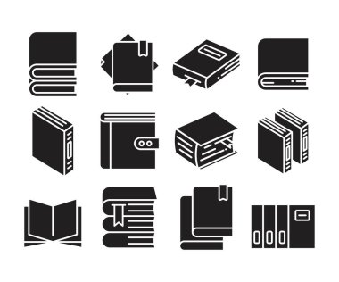 kitap glifleri vektör illüstrasyonunu ayarla