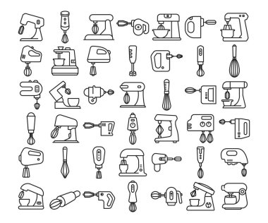 elektrik çırpma ve el çırpma simgeleri çizgisi çizimi
