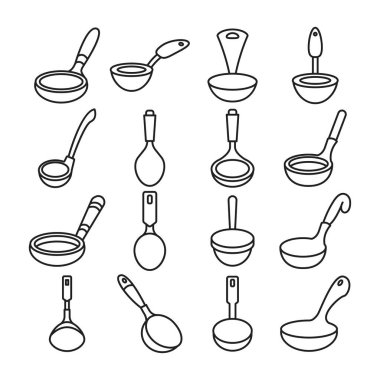 kaşık ve kepçe simgeleri çizimi