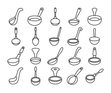 kaşık ve kepçe simgeleri çizimi