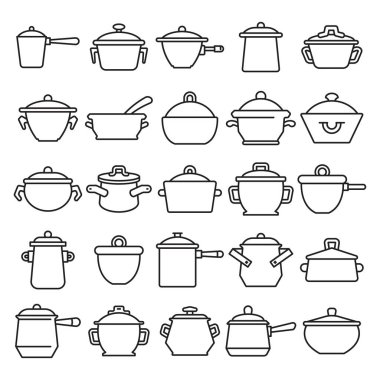 yemek tenceresi simgeleri vektör illüstrasyonunu ayarla