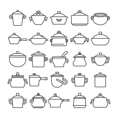 yemek tenceresi simgeleri vektör illüstrasyonunu ayarla