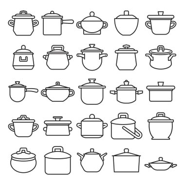 yemek tenceresi simgeleri vektör illüstrasyonunu ayarla