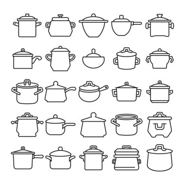 yemek tenceresi simgeleri vektör illüstrasyonunu ayarla