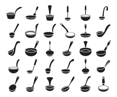 Kaşık ve kepçe simgeleri kabartma çizimi