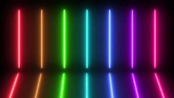 Seamless Loop Colorful Flicker Neon Light Technology Loop Dancing Stage — Vídeos de Stock