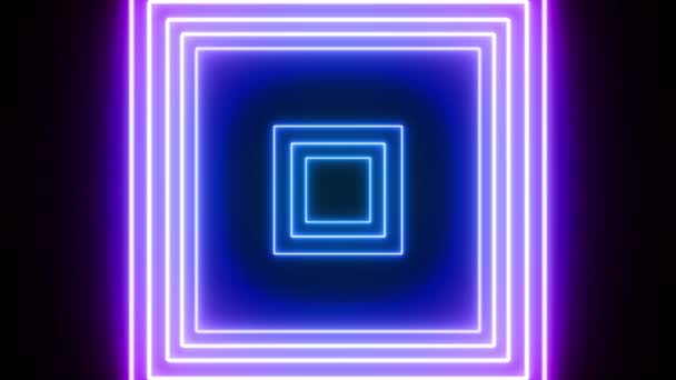 Абстрактная Петля Абстрактный Прямоугольник Neon Light Award Floor Dancing Stage — стоковое видео